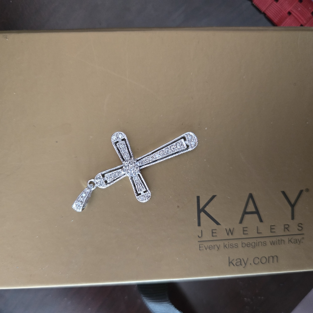 Kay Jewelers Silver Modern Cross Pendant Necklace